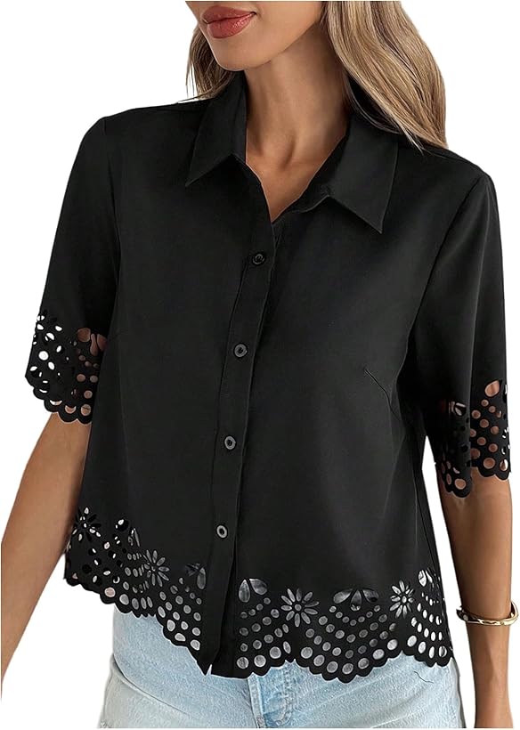 SOLY HUX Womens Collared Blouses